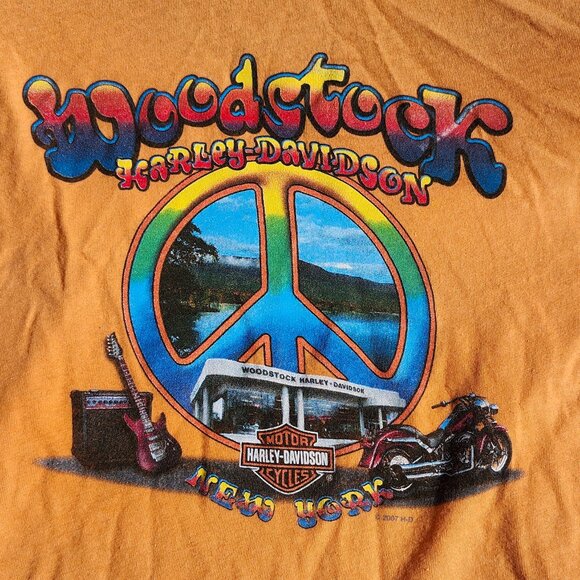 HARLEY DAVIDSON New York t-Shirt Women's Size Large Orange V Neck - Picture 1 of 6